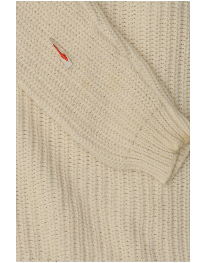 Maglione cardigan con zip intera da donna Marks & Spencer UK 14 cotone bianco medio