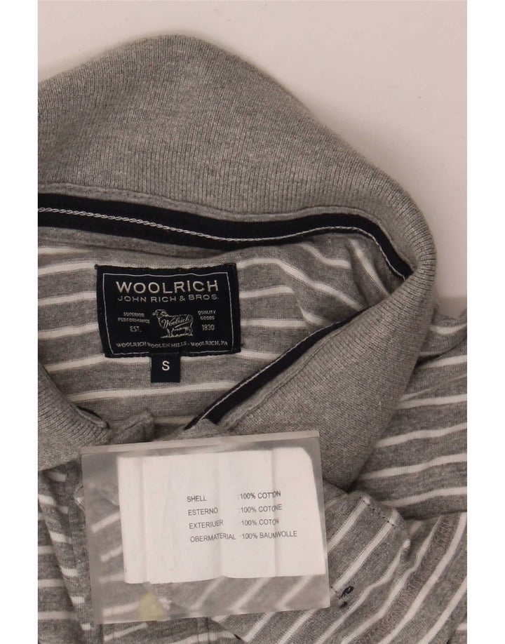 Polo da uomo Woolrich piccola in cotone a righe grigie