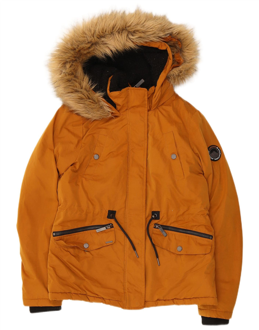 Giacca a vento con cappuccio da donna SUPERDRY UK 8 Small Arancione Poliestere