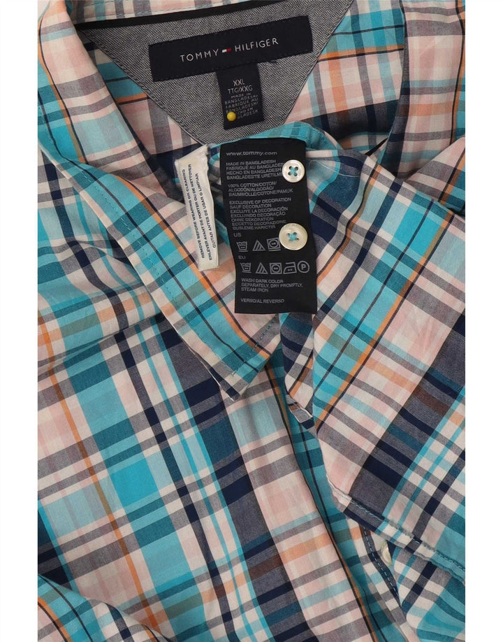 Camicia alta da uomo Tommy Hilfiger 2XL cotone a quadri blu