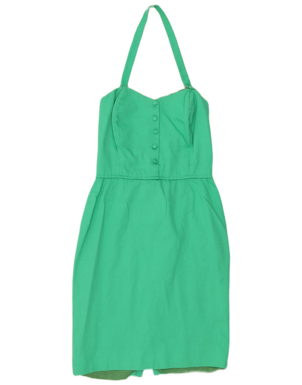 Abito vintage da donna alla caviglia UK 8 piccolo cotone verde