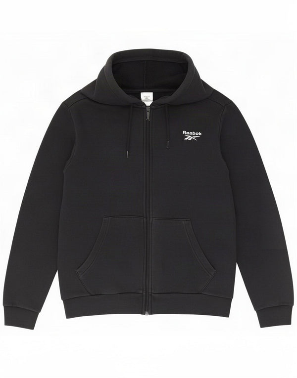 Maglione con cappuccio e zip Reebok da uomo in cotone nero medio