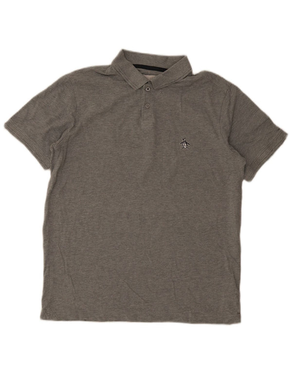 Polo da uomo Penguin in cotone grigio medio