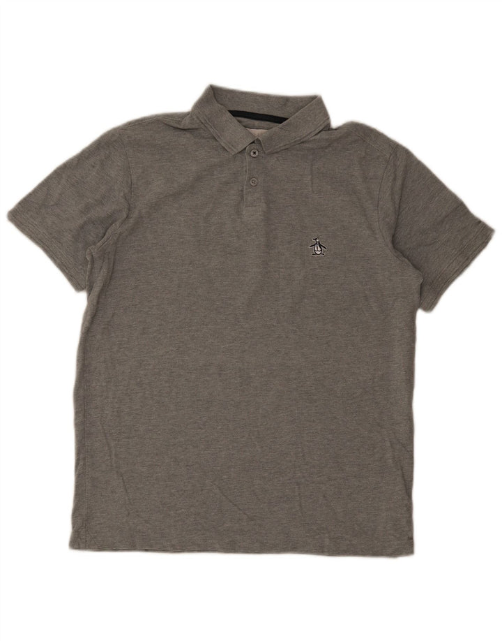 Polo da uomo Penguin in cotone grigio medio