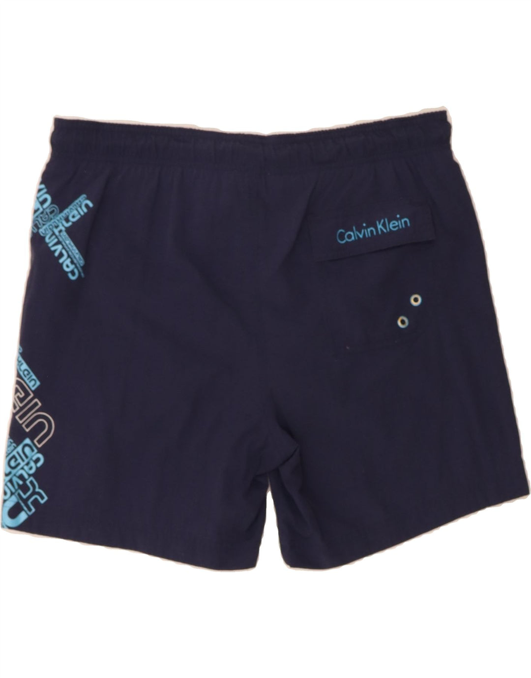 CALVIN KLEIN Mens Graphic Swimming Shorts Medium Navy Blue Nylon Vintage Calvin Klein and Second-Hand Calvin Klein from Messina Hembry 