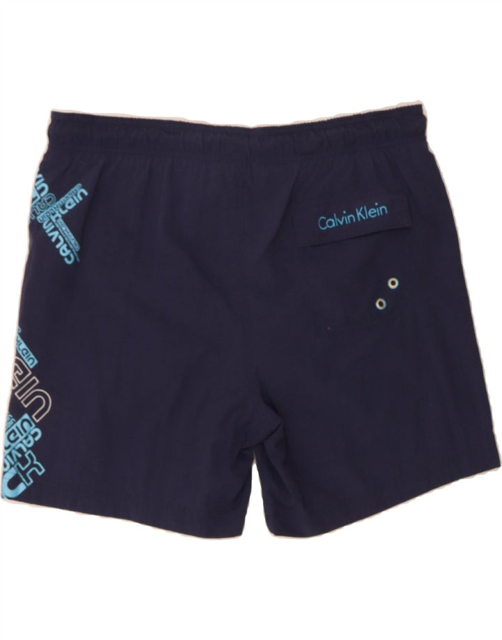 CALVIN KLEIN Mens Graphic Swimming Shorts Medium Navy Blue Nylon Vintage Calvin Klein and Second-Hand Calvin Klein from Messina Hembry 