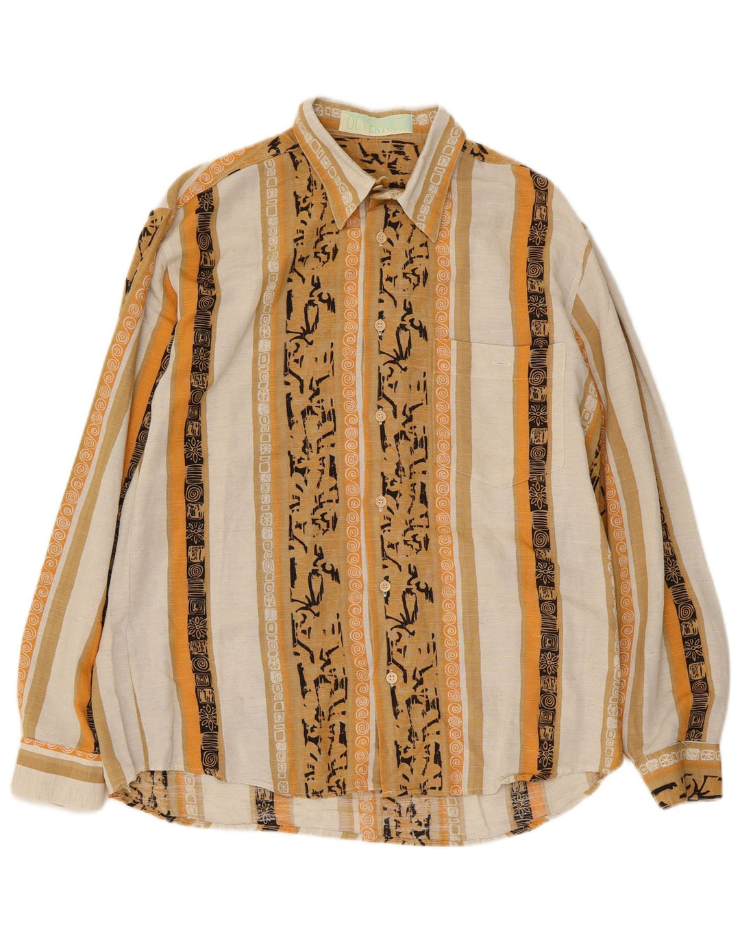 Camicia vintage da uomo piccola in cotone a righe multicolori
