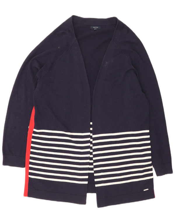 Maglione cardigan aperto a lunga linea da donna Nautica UK 20 2XL Blu navy a righe
