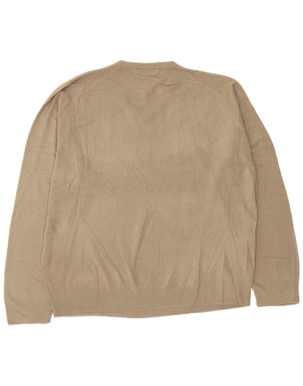 Maglione da uomo Marks & Spencer con scollo a V blu Harbour XL in acrilico beige