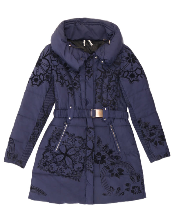 Cappotto imbottito da donna Desigual EU 38 Medio poliestere floreale blu navy