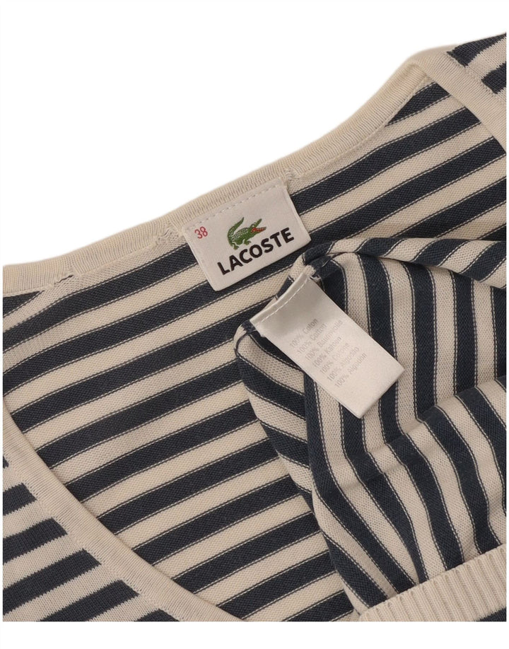 Maglione maglione da donna con scollo a V Lacoste taglia 38 medio a righe blu navy