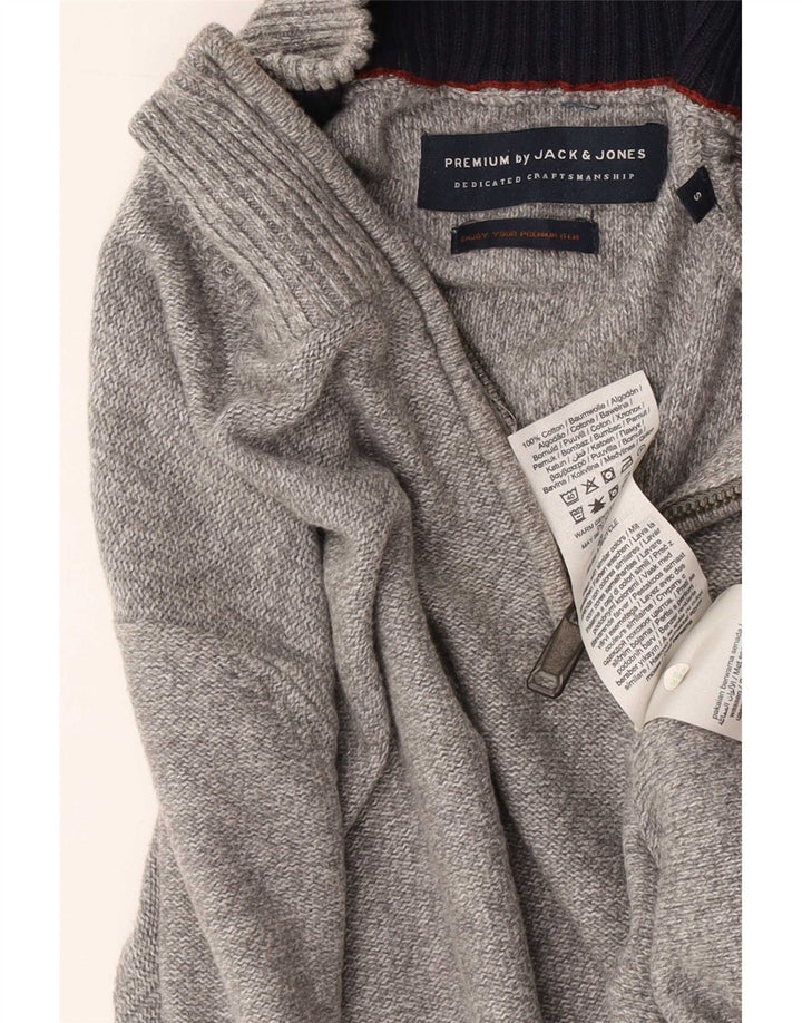 Maglione da uomo Jack & Jones con zip e collo piccolo in cotone grigio