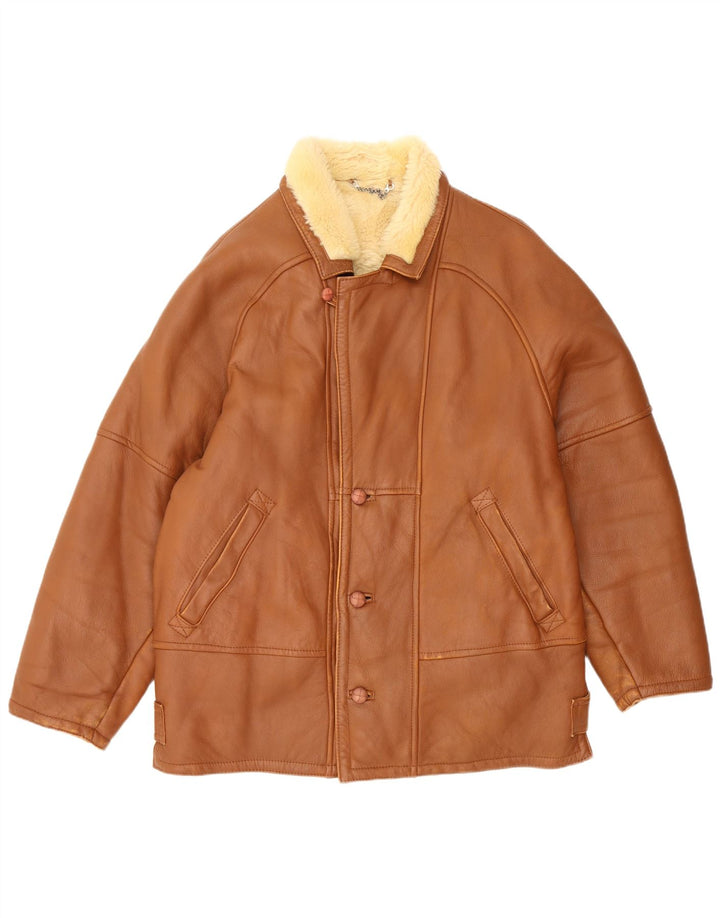 Giacca in shearling vintage da donna IT 50 Shearling marrone grande