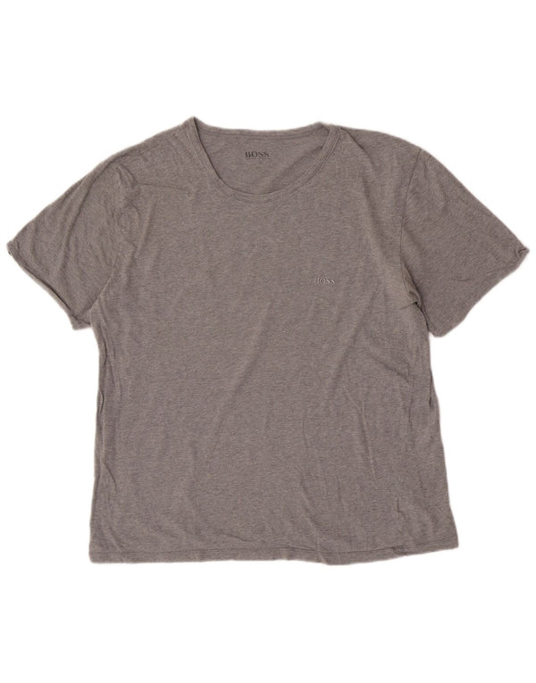 Hugo Boss Womens T-Shirt Top UK 20 2XL Grey Flecked Cotton