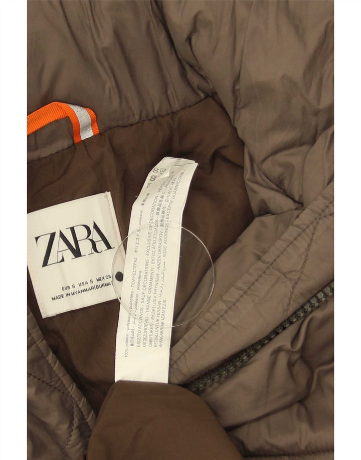 Cappotto imbottito oversize con cappuccio da donna Zara UK 10 piccolo poliestere marrone