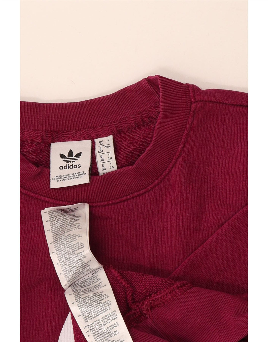 Felpa oversize con grafica da donna Adidas, maglione UK 12, bordeaux medio