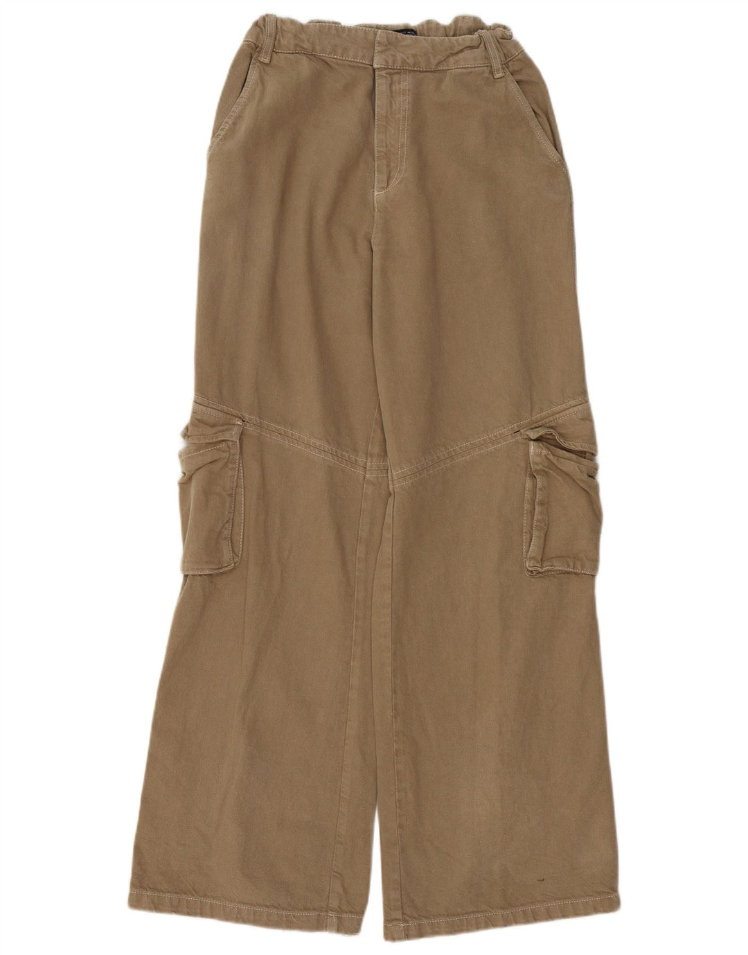 Pantaloni cargo ZARA da donna a gamba larga piccoli W26 L31 Beige