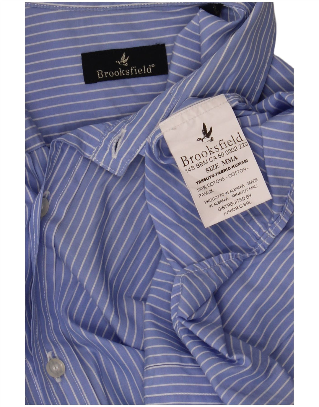Camicia da uomo Brooksfield Classica in cotone gessato blu medio