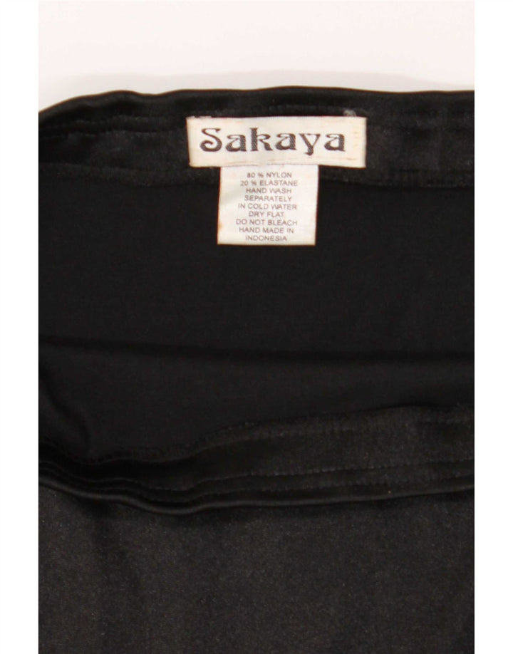 Gonna a tubino vintage da donna W32 grande in nylon nero