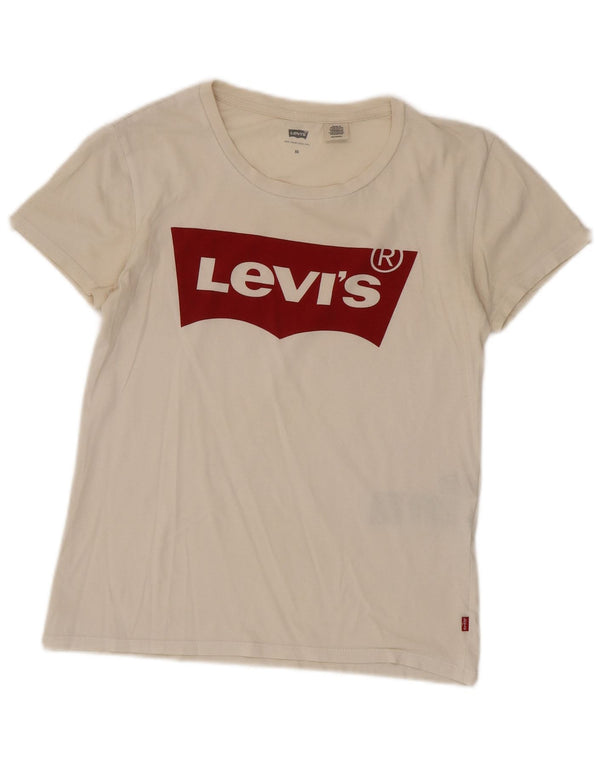 T-shirt grafica da donna Levi's Top UK 6 XS cotone bianco