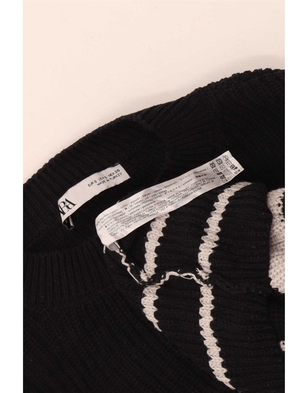 Maglione girocollo oversize da donna Zara UK 10 piccolo a righe nere