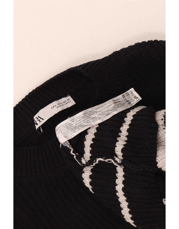 Maglione girocollo oversize da donna Zara UK 10 piccolo a righe nere