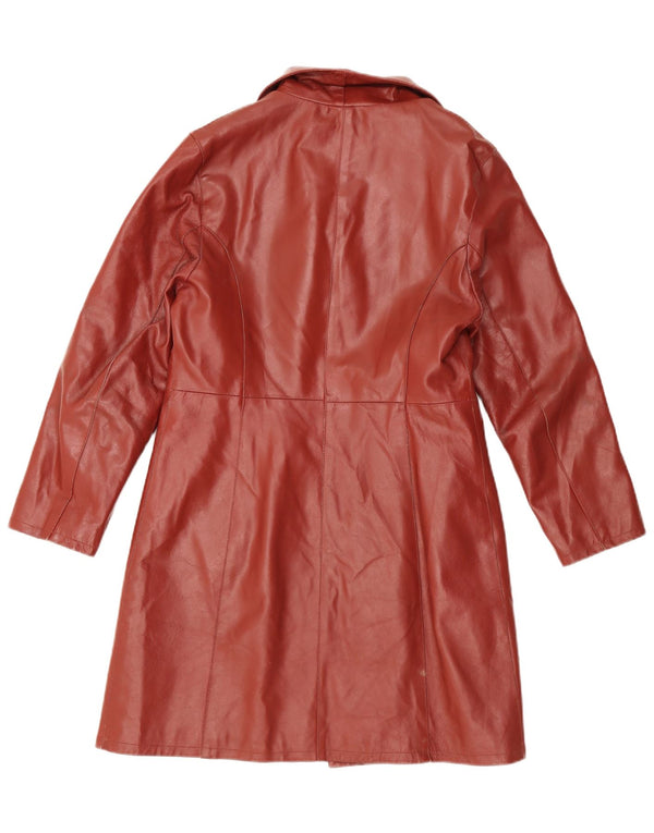 Cappotto in pelle da donna vintage UK 14 grande in pelle marrone