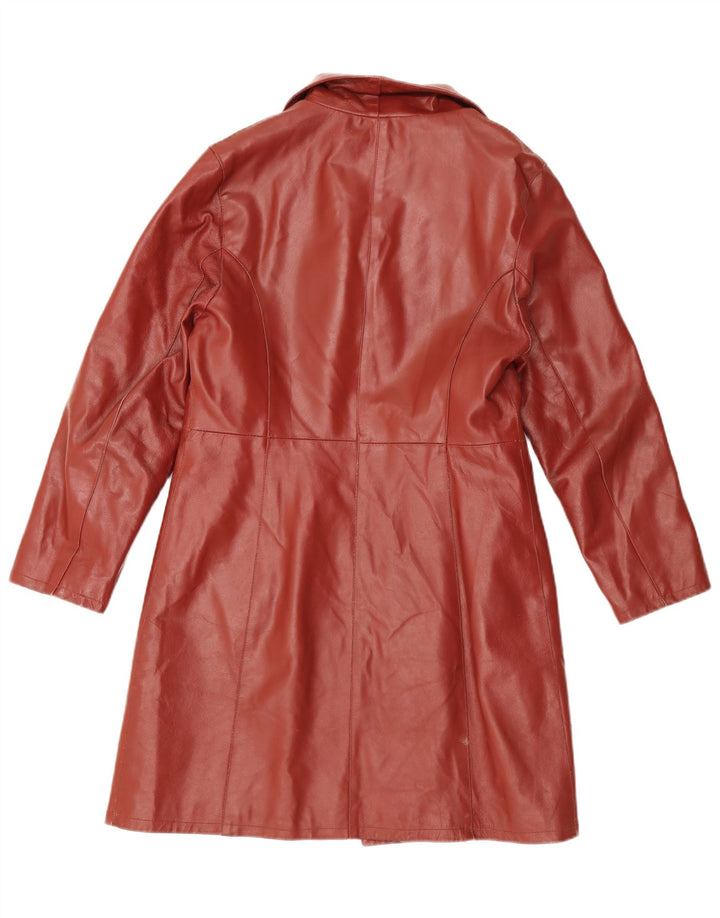 Cappotto in pelle da donna vintage UK 14 grande in pelle marrone