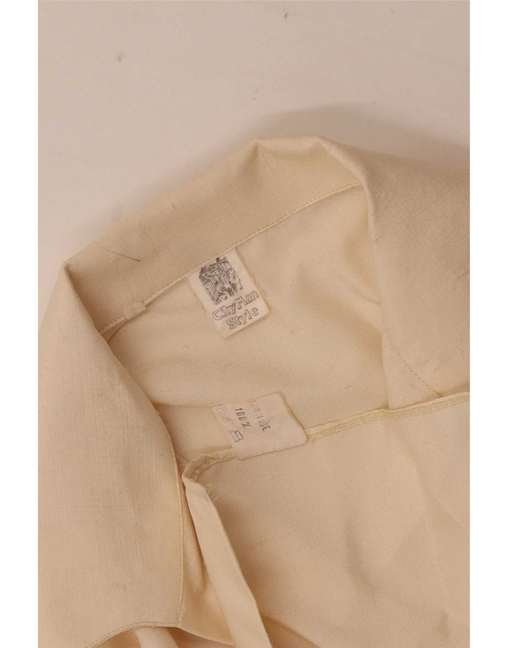 Camicetta camicia vintage da donna UK 12 medio bianco sporco in poliammide