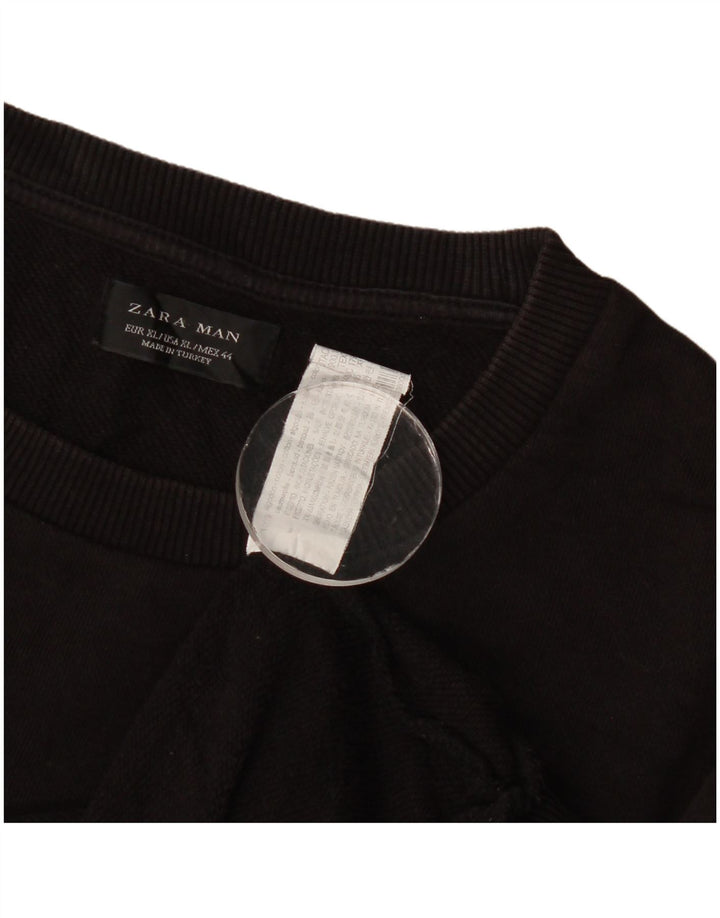 Felpa Zara da uomo maglione XL cotone geometrico nero