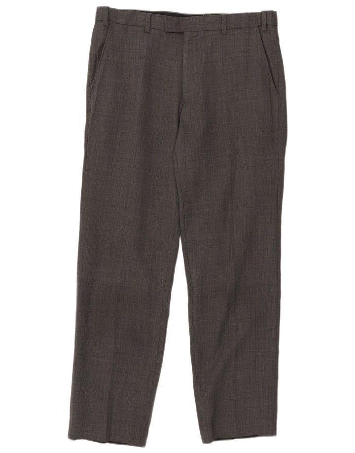 Pantaloni da abito vestibilità regolare da uomo Marks & Spencer W34 L31 lana grigia