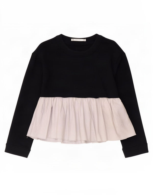 Top Zara Trafaluc a maniche lunghe da donna UK 6 XS Nero Colourblock