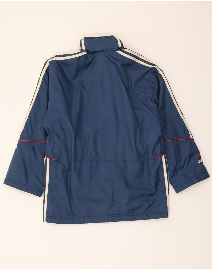 ADIDAS Boys Hooded Rain Jacket 11-12 Years Navy Blue Nylon Vintage Adidas and Second-Hand Adidas from Messina Hembry 