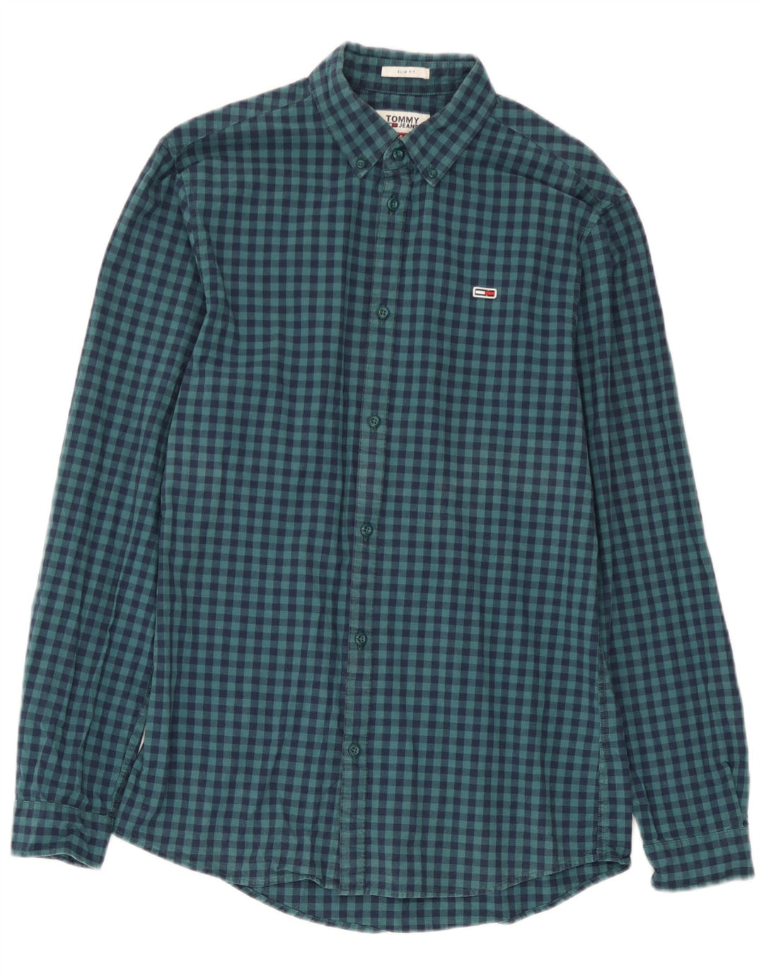 Camicia slim fit da uomo Tommy Hilfiger piccola in cotone a quadretti blu navy