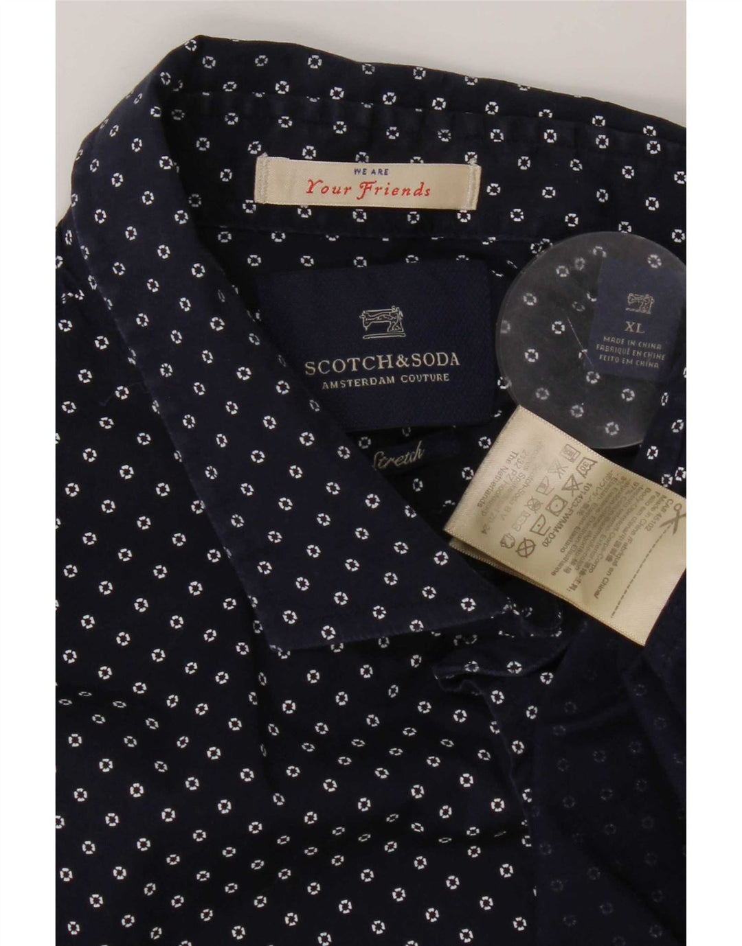 Camicia da uomo Scotch & Soda XL in cotone maculato blu navy
