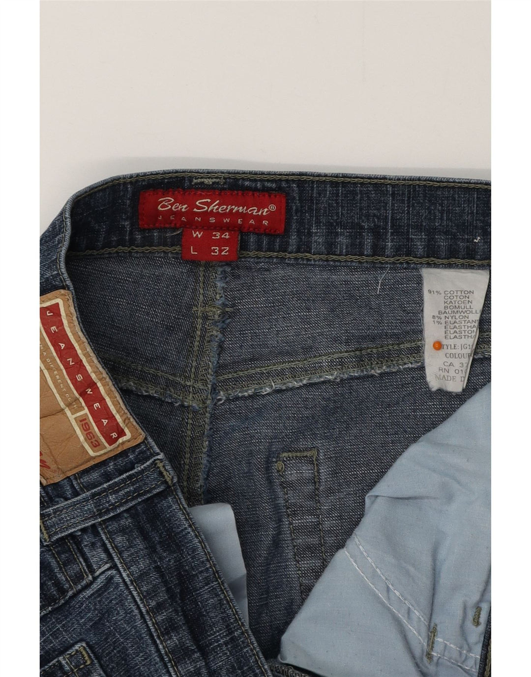 Jeans slim da uomo BEN SHERMAN W34 L32 cotone blu