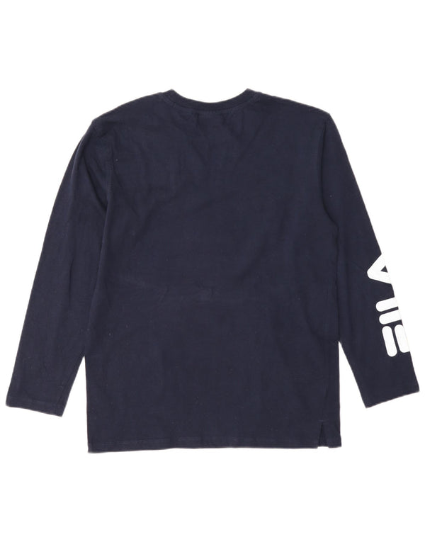 Maglietta grafica da bambino Fila a maniche lunghe 13-14 anni in cotone blu navy
