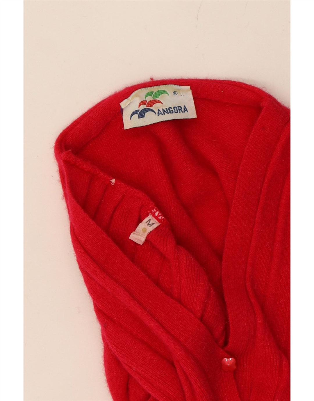 VINTAGE Womens V-Neck Jumper Sweater UK 14 Medium Red Wool Vintage Vintage and Second-Hand Vintage from Messina Hembry 