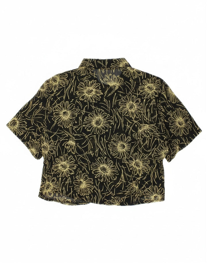 CLOCK HOUSE Camicia a maniche corte da donna Camicetta IT 40 Piccola floreale nera