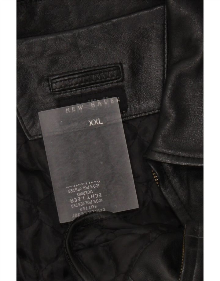 Giacca in pelle vintage da uomo UK 44 2XL Pelle nera