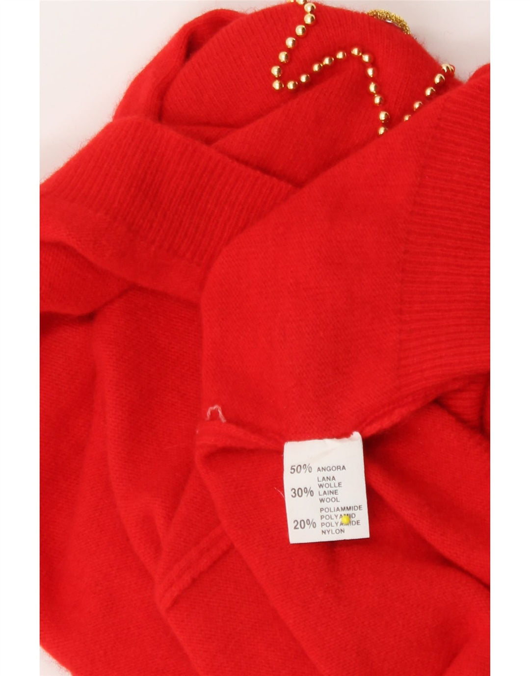 Maglione girocollo da donna vintage con motivo astratto girocollo UK 14 rosso medio