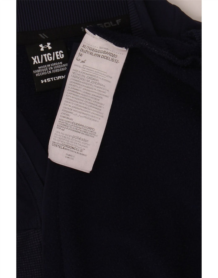 Felpa da uomo con zip e collo UNDER ARMOUR XL poliestere blu navy