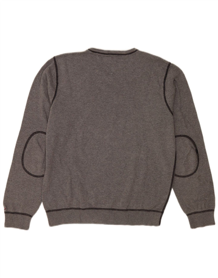 Maglione maglione con scollo a V da uomo Tommy Hilfiger in cotone grigio medio