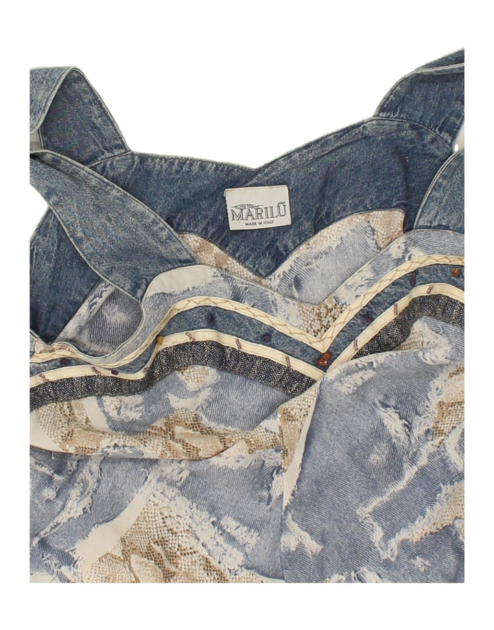 MARILU Womens Sleeveless Blouse Top UK 12 Medium Blue Patchwork Viscose Vintage Marilu and Second-Hand Marilu from Messina Hembry 