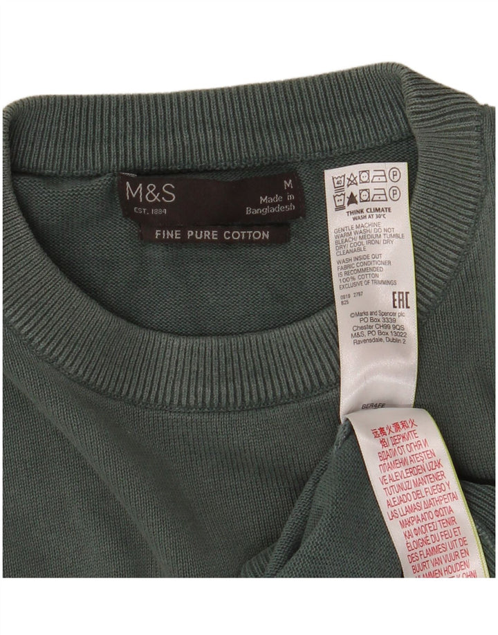 Maglione maglione girocollo da uomo Marks & Spencer in cotone verde medio