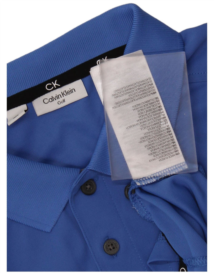 CALVIN KLEIN Polo grafica da uomo in poliestere blu medio