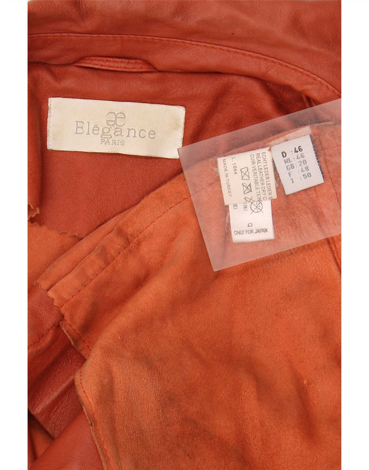 ELEGANCE PARIS Giacca blazer a 2 bottoni da donna UK 20 2XL Pelle marrone