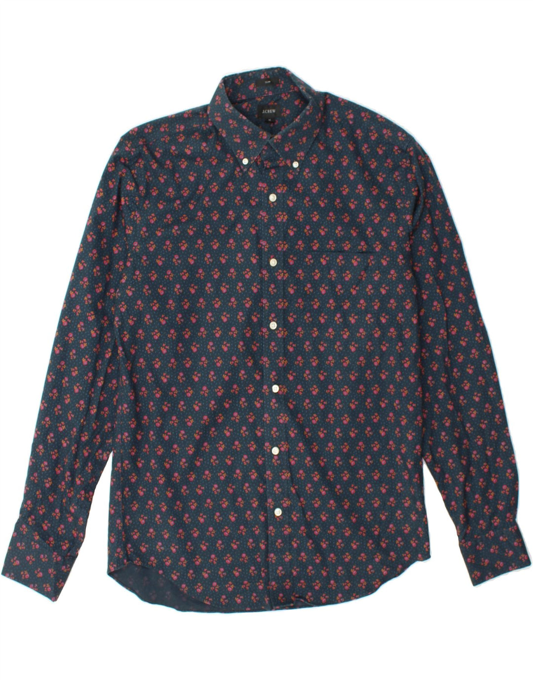 J. CREW Mens Slim Shirt Medium Navy Blue Floral Cotton Vintage J. Crew and Second-Hand J. Crew from Messina Hembry 
