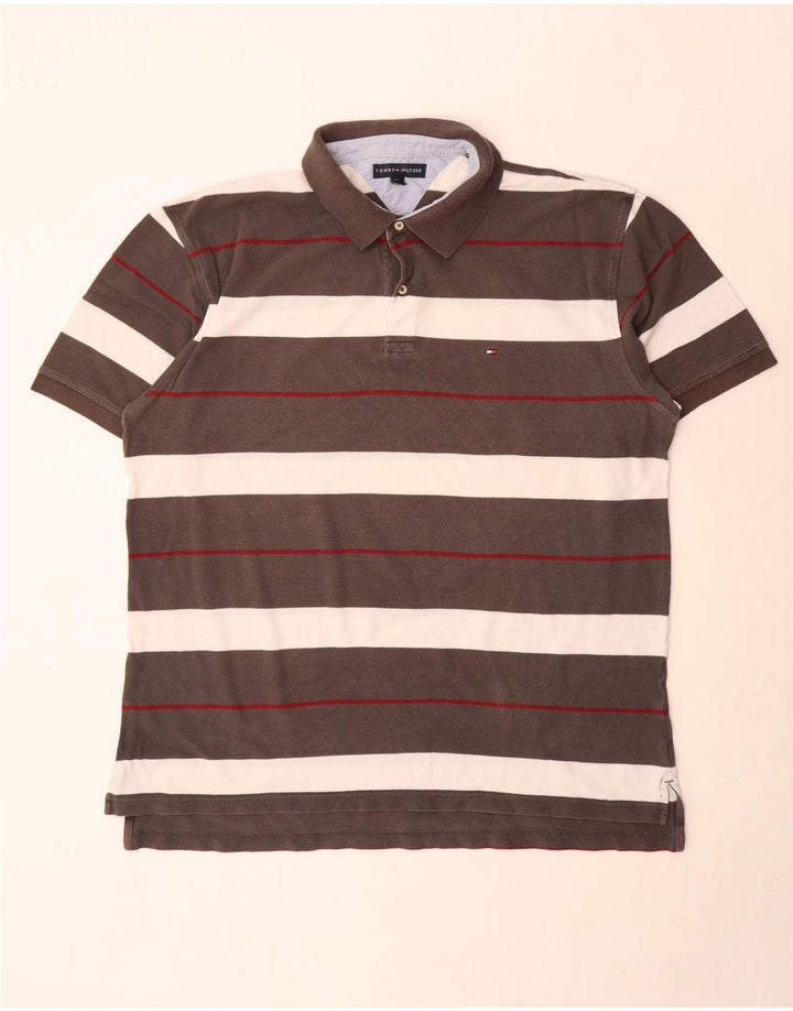 Polo da uomo Tommy Hilfiger 2XL a righe grigie