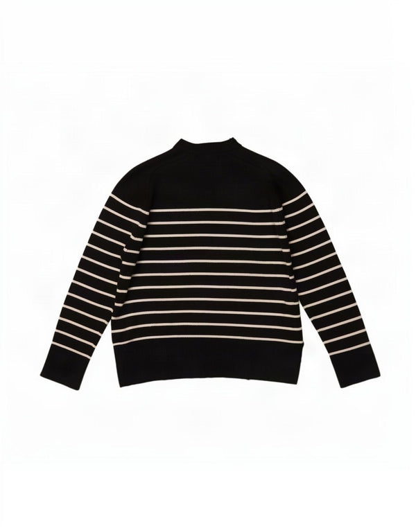 Maglione corto girocollo da donna Zara UK 10 piccolo in viscosa a righe nere